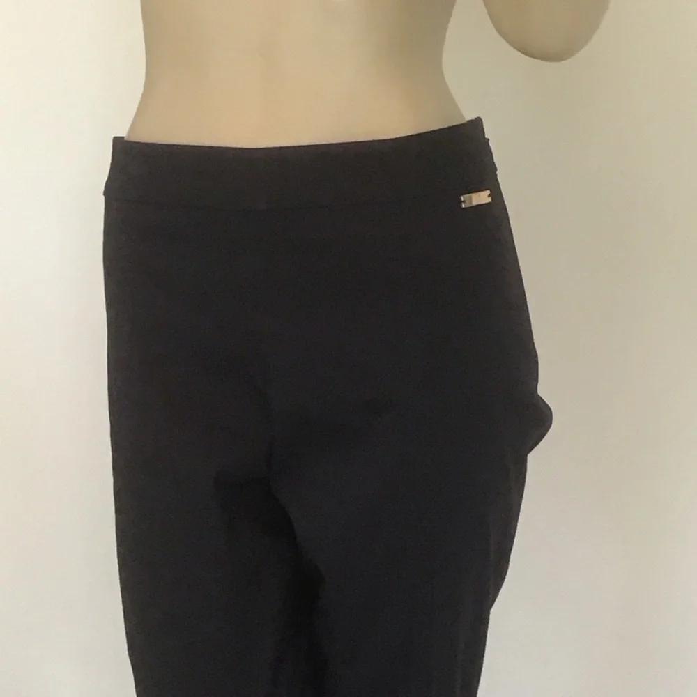 Tory Burch Navy Blue Stretch Cotton Logo Straight Leg Slacks Pants 8‎